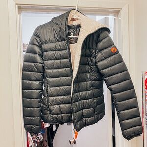 Save The Duck Gwen Vegan Faux Down Winter Puffer Jacket with Hood Black Small